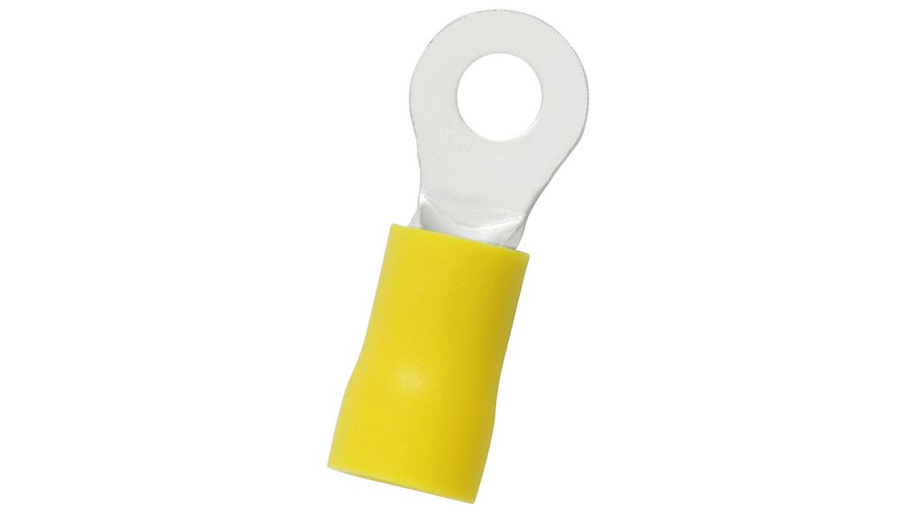 Insulated Ring Terminal, 4.3mm Stud Size, 4mm² to 6mm² Wire Size, Yellow, 100 ST