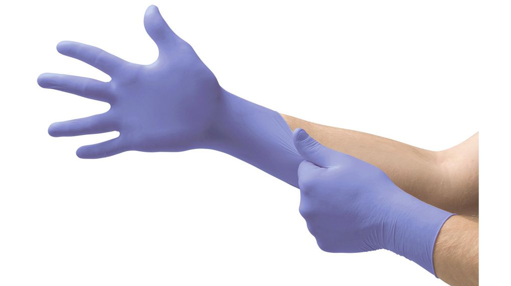 Ansell 93-843 Purple Powder-Free Nitrile Disposable Gloves, Size 8.5-9, Large, 100 per Pack, 245mm, 100 ST