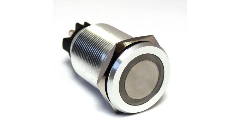 Illuminated Push Button Switch, Momentary, Panel Mount, 16.2mm Cutout, SPST, Red LED, 250V ac, IP65 SPST