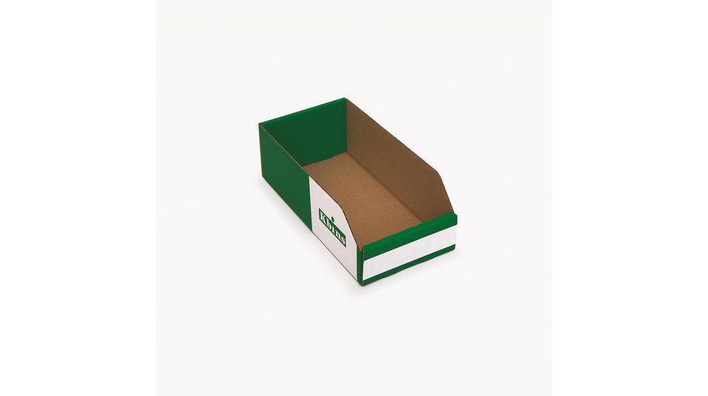 Kbins Cardboard Recycle Bin, 300mm x 150mm x 100mm, Green, White, 150x300, Vit / Grön
