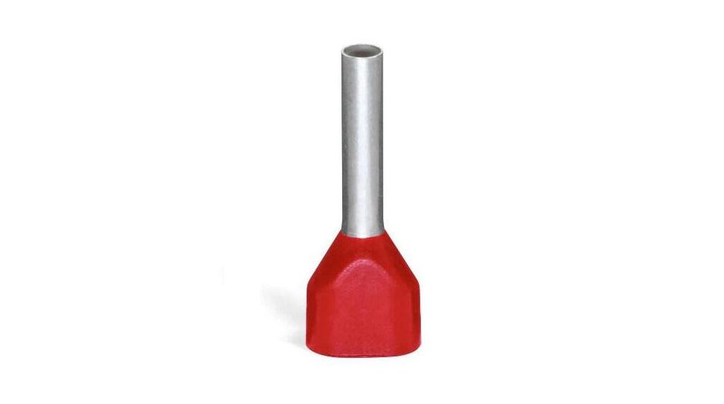 WAGO, 216 Insulated Bootlace Ferrule, 12mm Pin Length, 2mm Pin Diameter, Red Pack of 500 pieces