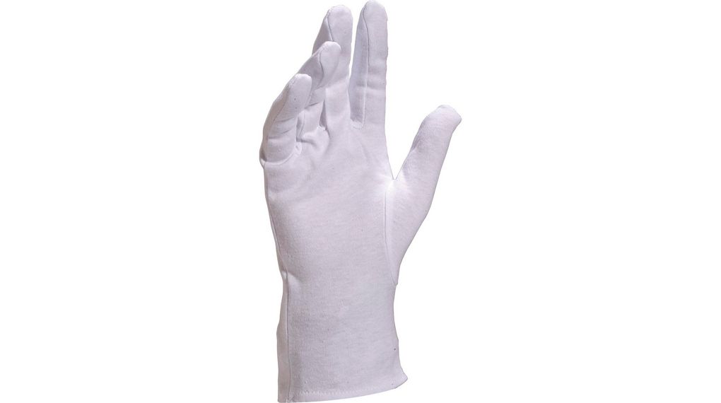 Delta Plus COB40 White Cotton Mechanical Protection Work Gloves, Size 7, Pack of 12 pairs