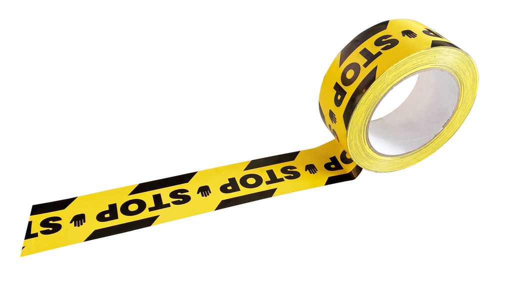Black/Yellow PVC 33mm Hazard Tape, 0.15mm Thickness "Stop"