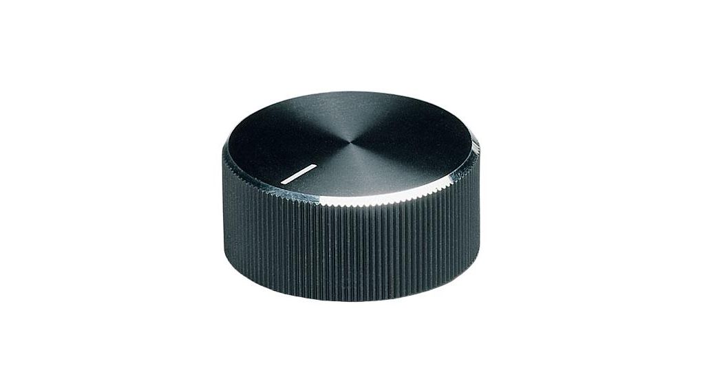 OKW 33mm Black Potentiometer Knob for 6mm Shaft Splined, A1432260