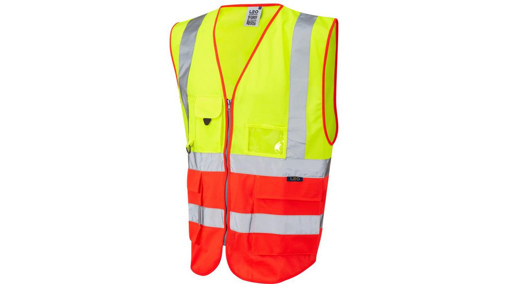 Leo Workwear Orange, Yellow Hi-Vis Hi Vis Vest, M