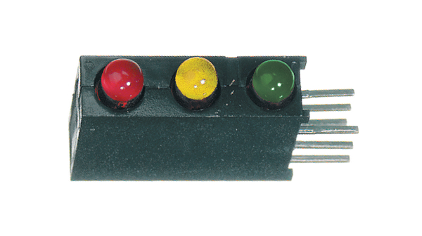 LED dioda pro desku plošných spojů Z 565nm, ČV 635nm, Ž 585nm 3 mm Zelená, červená, žlutá