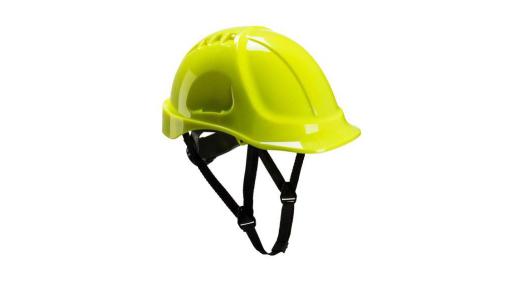 Portwest Hi-Viz Yellow Safety Helmet with Chin Strap, Ventilated