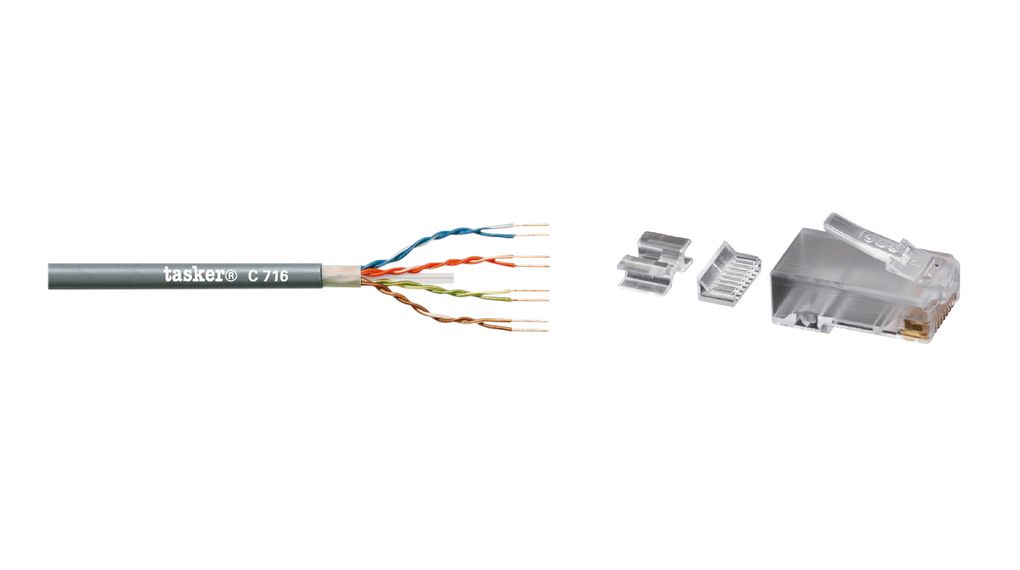 LAN-kábel + 50 db-os RJ45 csatlakozókészlet LSZH CAT6a 4x2x0.25mm² UTP Szürke 305m