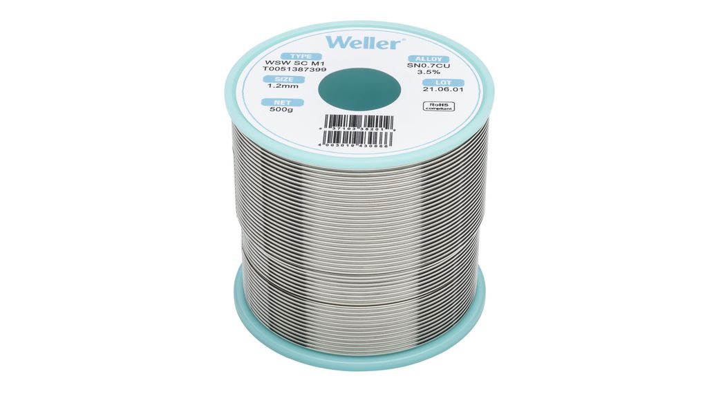 Solder Wire, 1.2mm, Sn99.3/Cu0.7, 500g