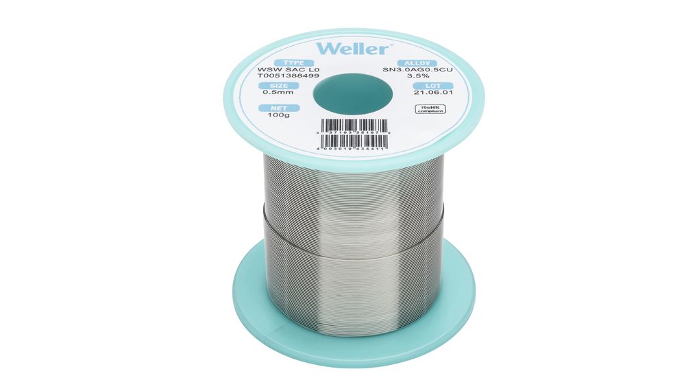Solder Wire, 0.5mm, Sn96.5/Ag3/Cu0.5, 100g
