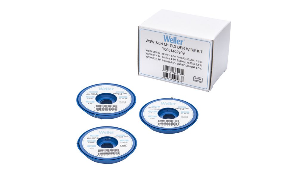 Solder Wire Kit, 0.3 / 0.5 / 0.8mm, Sn99.3/Cu0.6/Ni0.05, 21g