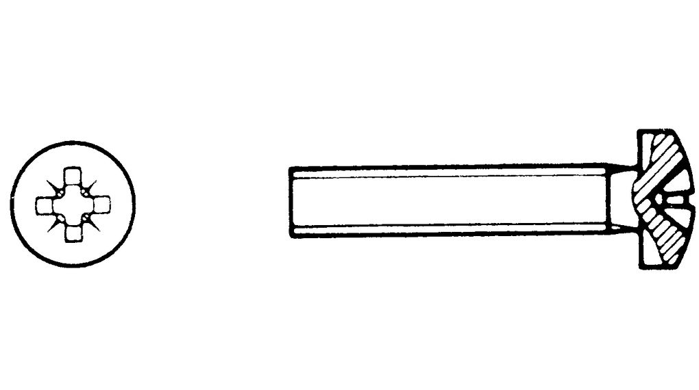Šroub, Obrobený / S plochou hlavou, Phillips, PH1, M2.5, 16mm