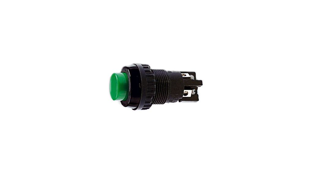 Pushbutton Switch Momentary Function 1NO + 1NC Panel Mount Black / Green