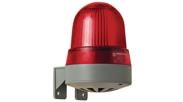Sounder Beacon LED 422 Red Continuous / Pulse 230VAC 92dBA IP65 Surface Mount