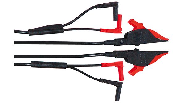 Kelvin vizsgálóvezeték, Kelvin-csipesz / 2x banándugó, 4 mm, Fekete, piros
