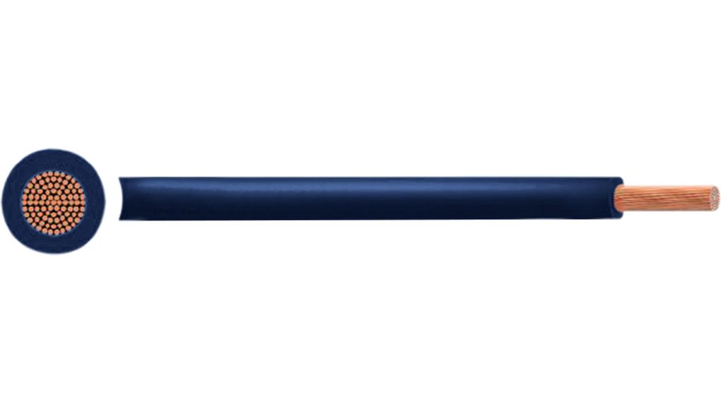 Flexibele gevlochten draad PVC, 1mm², Blank koper, Donkerblauw, H05V2-K, 100m