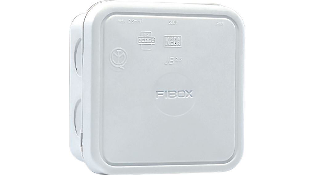 Junction Box, 2.5mm², 90x90x49mm, Cable Entries 2, Polypropylene