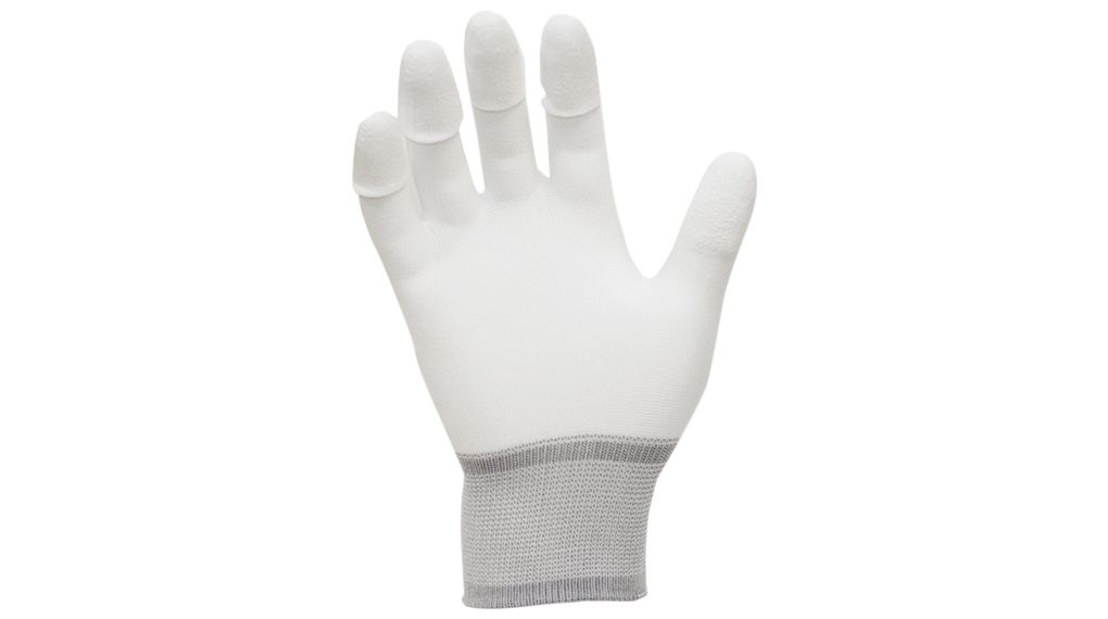 Rukavice ESD s polyuretanovými konečky, Polyamid / Polyuretan, Velikost rukavice XL, Bílá / Žlutá
