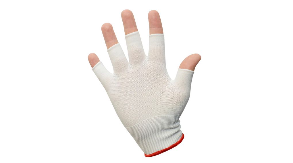 Doublures demi-doigt pour gants, Polyamide, Taille des gants M, Blanc, Lot de 20 paires
