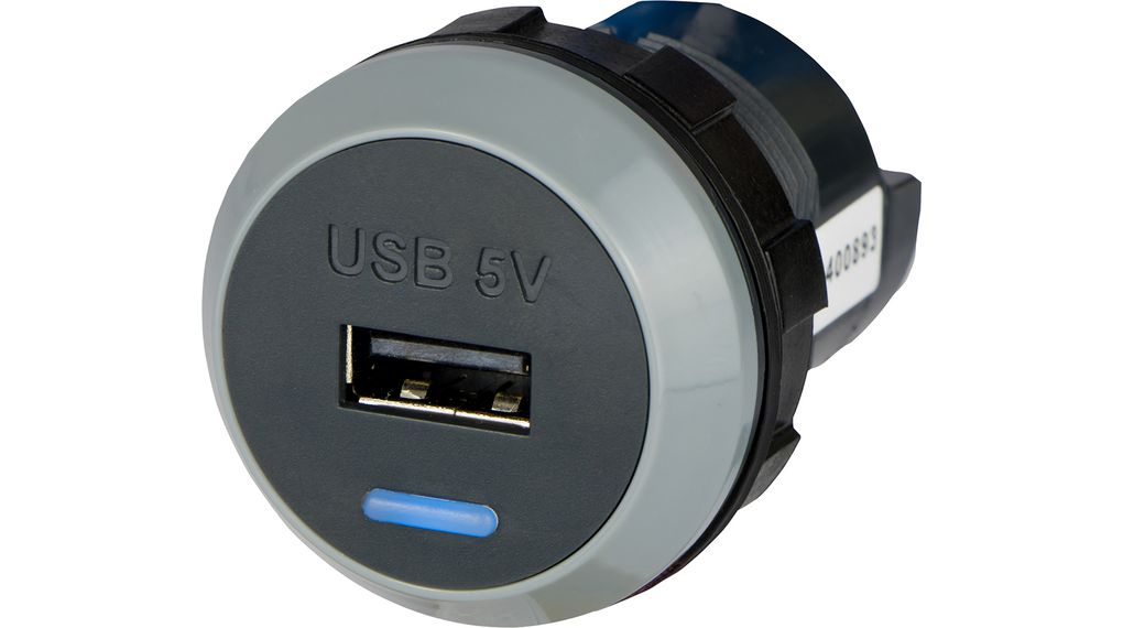 PV65R-S, Alfatronix Prise USB encastrable, IP65, Car, 1x USB-A, 2.1A, 10W,  Noir