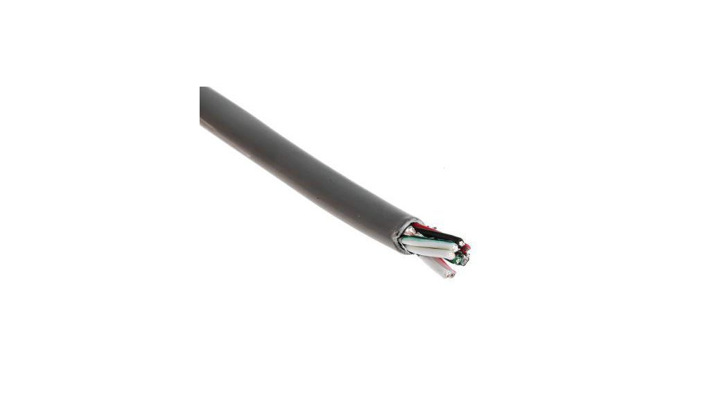 Alpha Wire Twisted Pair Data Cable, 4 Pairs, 0.35 mm², 8 Cores, 22 AWG, Screened, 30m, Grey Sheath