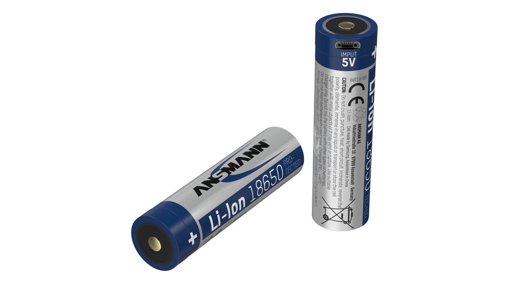 Újratölthető akkumulátor USB töltőaljzattal, Li-Ion, 18650, 3.6V, 2.6Ah