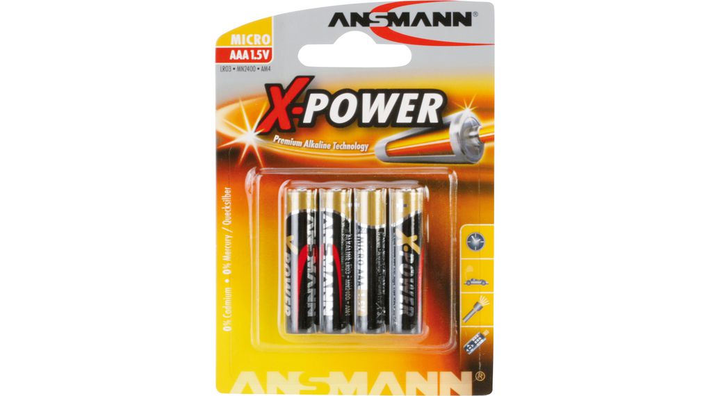 Primaire batterij, Alkalisch, AAA, 1.5V, X-Power