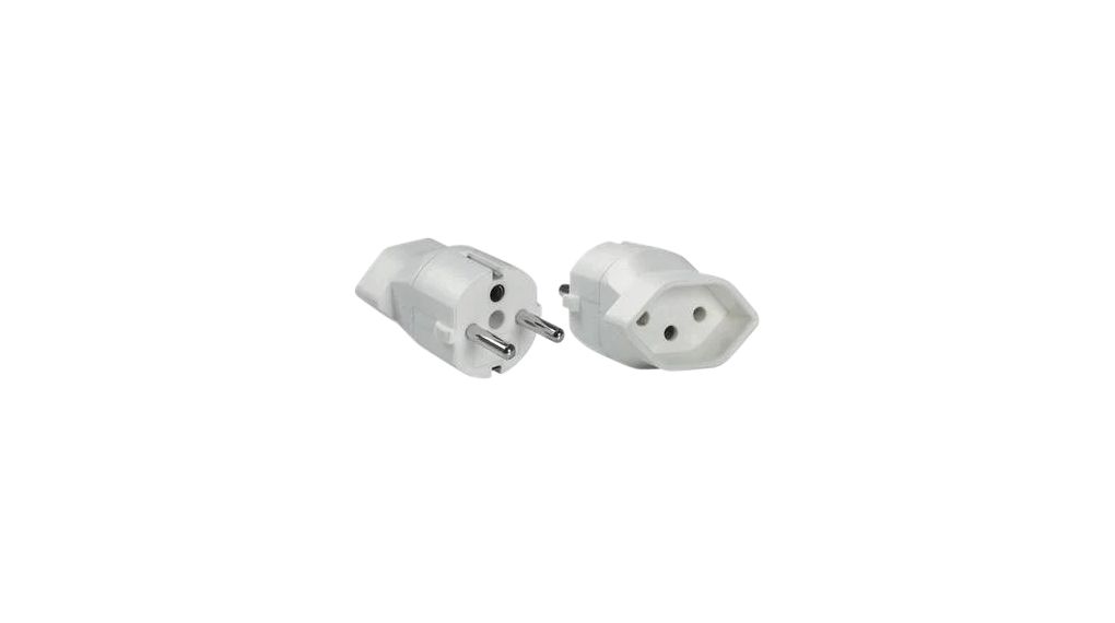Travel Adapter, CH Type J (T23) Socket - DE/FR Type F/E (CEE 7/7) Plug, 16A