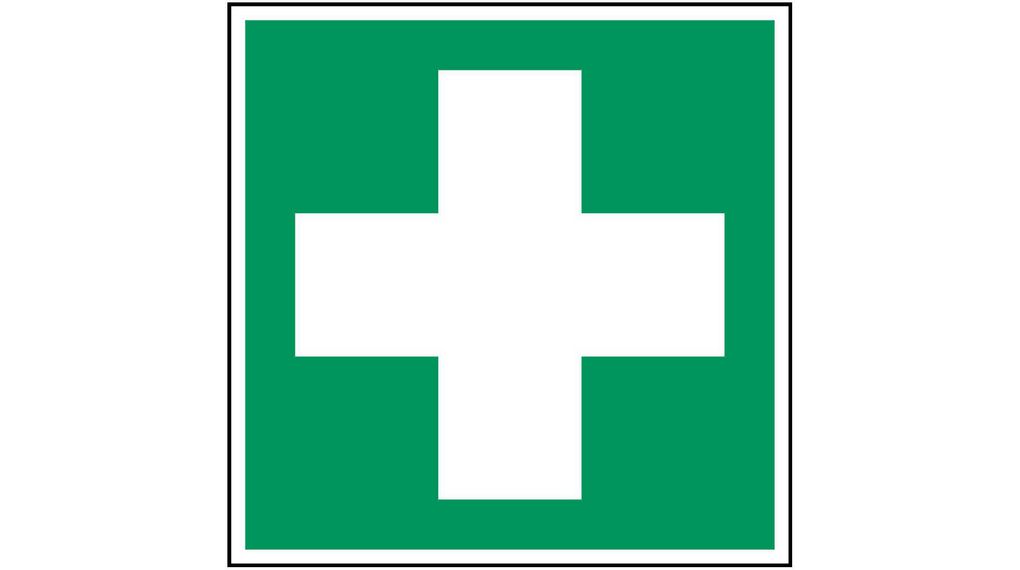 Znak bezpieczeństwa ISO - pierwsza pomoc, Kwadratowy, Biały na zielonym, Poliester, Safety Condition, 1szt.