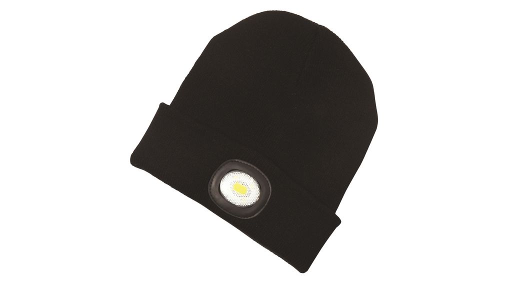 Beanie Hat with Built-In Headlamp, LED, Rechargeable, 80lm, Black