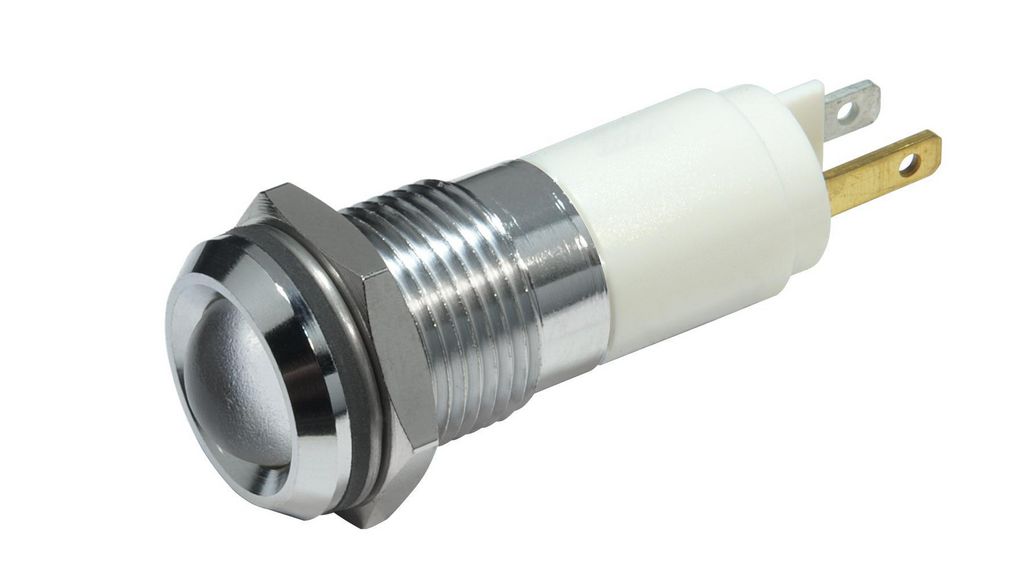 LED Indicator, White, 165mcd, 230V, 14mm, IP67