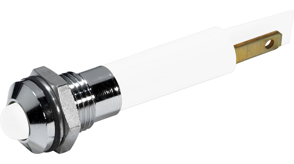 LED Indicator, White, 180mcd, 230V, 8mm, IP67