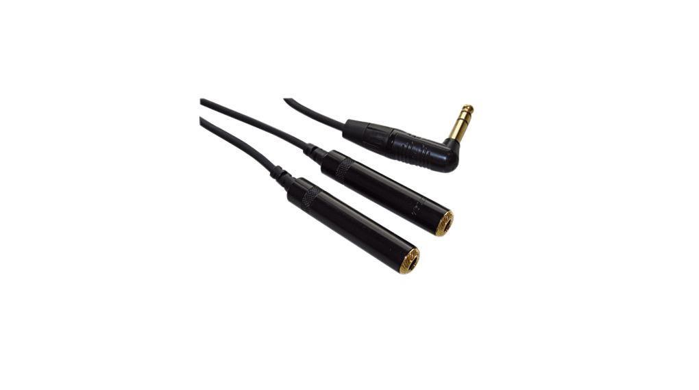 Audio Cable, Stereo, 6.35 mm Jack Plug - 2x 6.35 mm Jack Socket, 300mm
