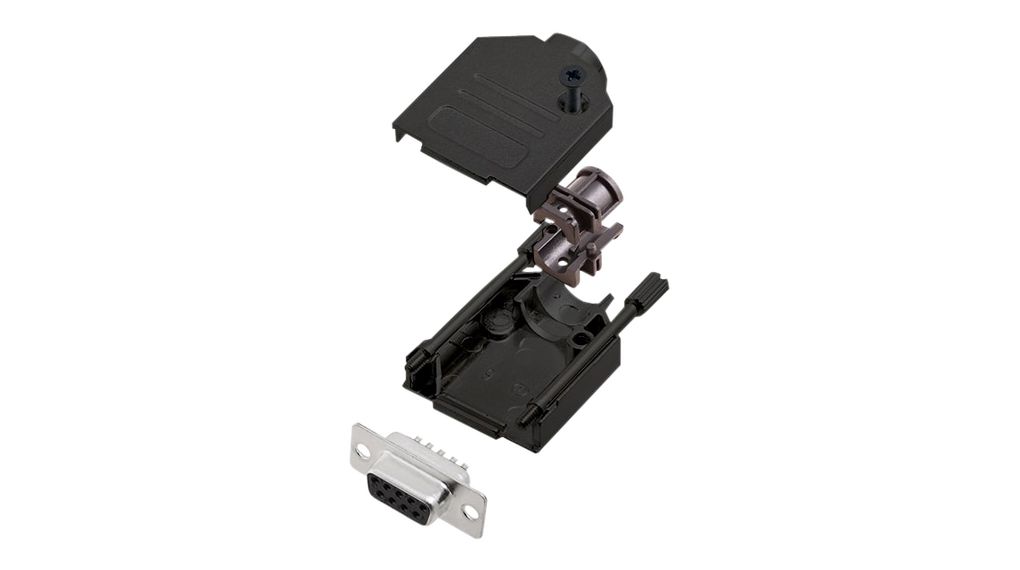 D-Sub Connector Kit, DE-9 Socket, Solder, Zinc