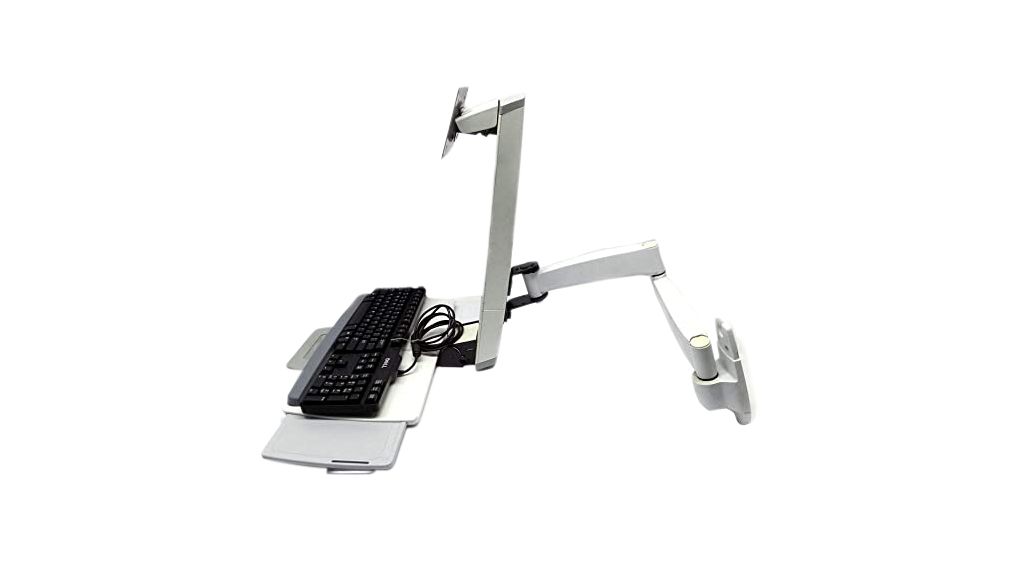 Wall Mount LCD Monitor Arm with Keyboard Tray, 24", 100x100 / 75x75, 8.2kg, White