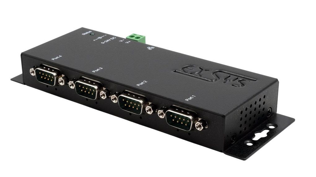 Serial Device Server with PoE, 100Mbps, Serial Ports - 4, RS232 Euro Type C (CEE 7/16) Plug