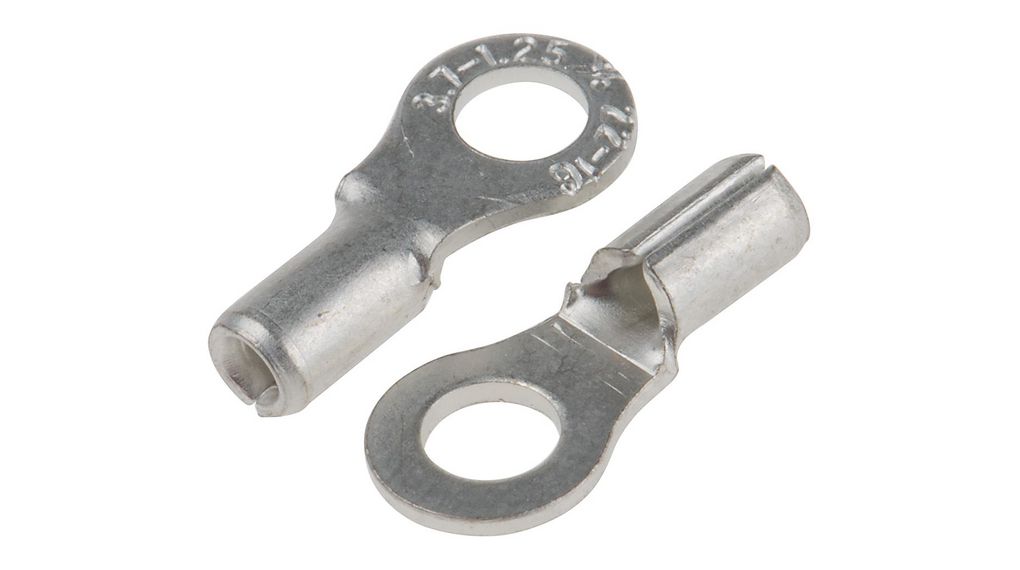 Uninsulated Crimp Ring Terminal, M3.5 Stud Size, 0.5mm² to 1.5mm² Wire Size, Pack of 100 pieces