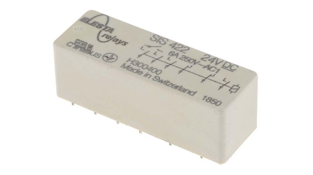 SIS 422 24VDC | Elesta PCB Mount Force Guided Relay, 24V dc Coil ...