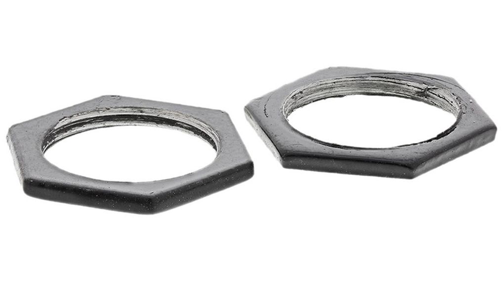 Black Steel Cable Gland Locknut, M25 Thread
