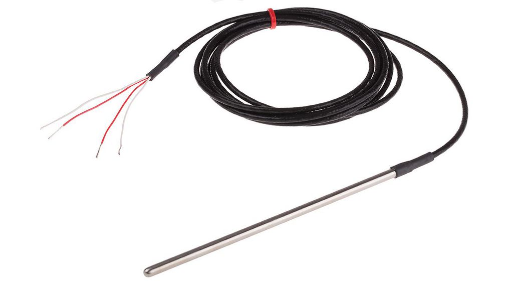 PT100 RTD Sensor, 4.5mm Dia, 150mm Long, 4 Wire, Probe, Class B +250°C Max