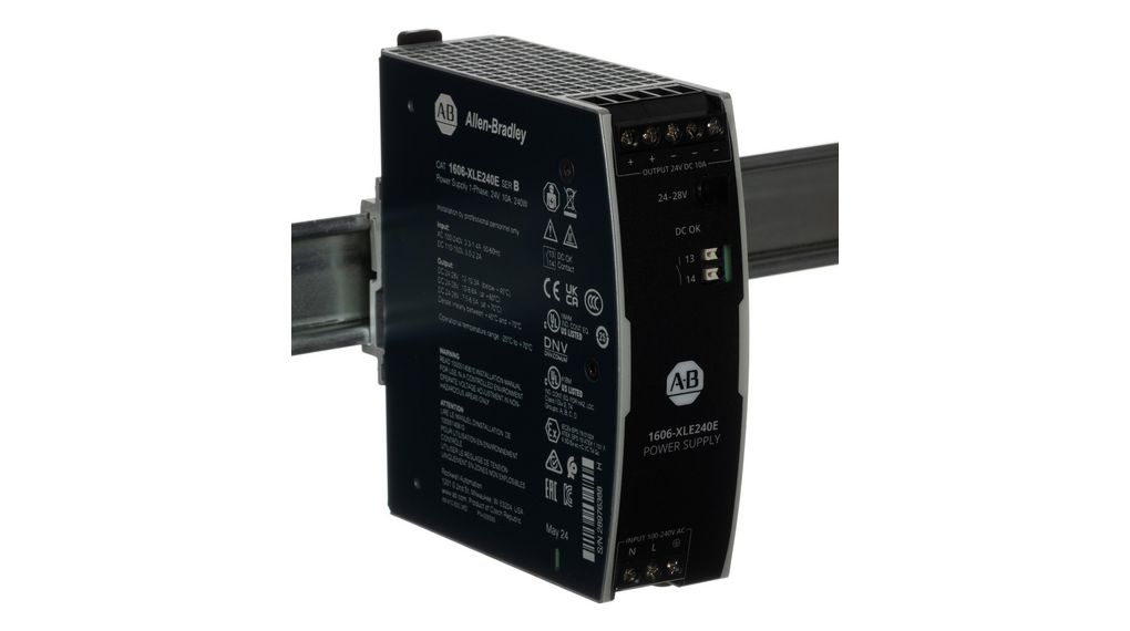 1606 Switched Mode DIN Rail Power Supply150 V dc, 240V ac AC/DC Input, 10 A Output480 W