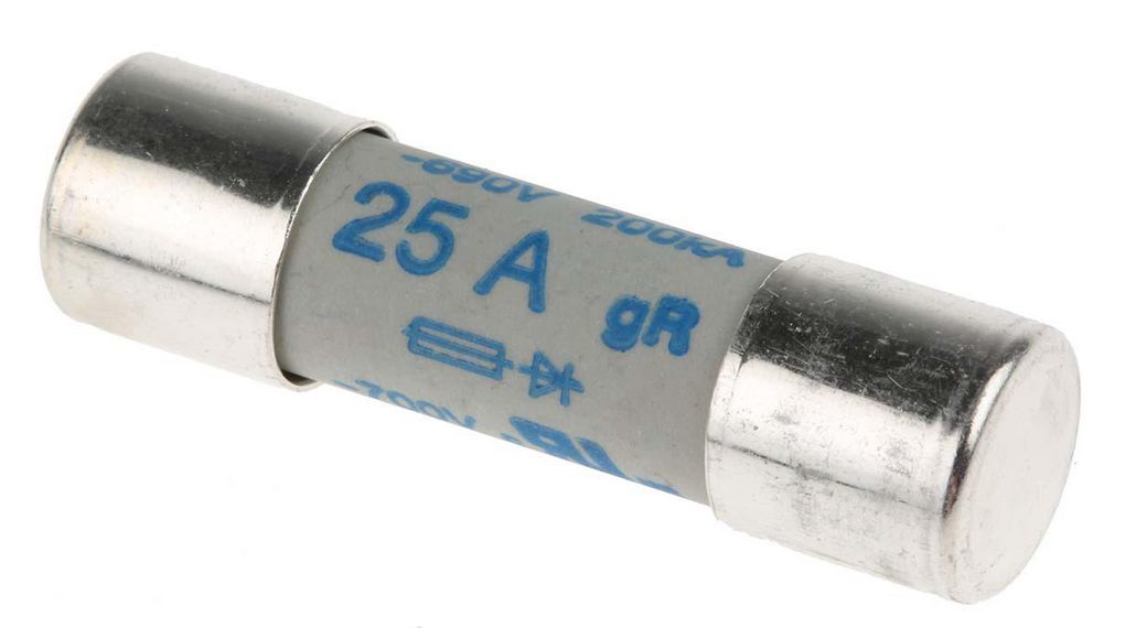 SIBA 25A Ceramic Cartridge Fuse, 10 x 38mm, Paket med 5 delar