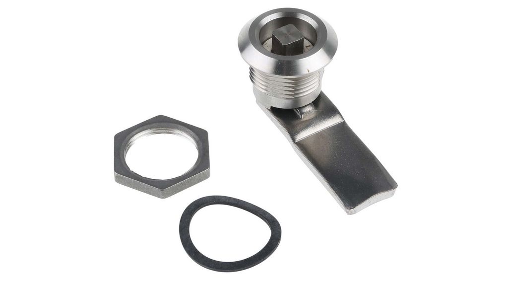 Steinbach & Vollman Stainless Steel Square Lock, 20mm Panel-to-Tongue, 20.2 x 20.2mm Cutout, Key Unlock, Roestvast staal