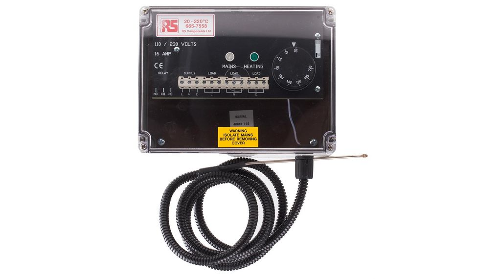 Trace Heating Thermostat 75mm x 200mm x 150mm, +35 → +210 °C