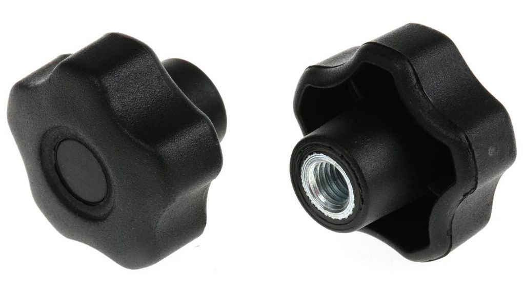 Black Multiple Lobes Clamping Knob, M8, Threaded Hole, M8, Svart, Paket med 10 delar
