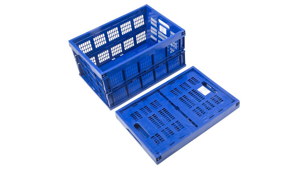 45L Blue PP Large Folding Crate, 270mm x 525mm x 355mm