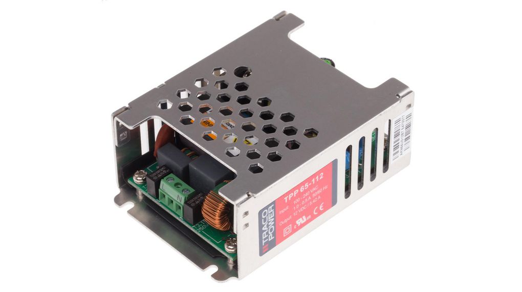 TRACOPOWER Switching Power Supply, TPP 65-112, 12V dc, 5.42A, 65W, 1 Output, 120 → 370 V dc, 85 → 264 V
