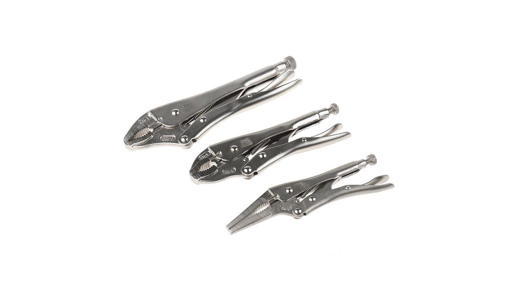 3-Piece Locking Plier Set, 250 mm Overall