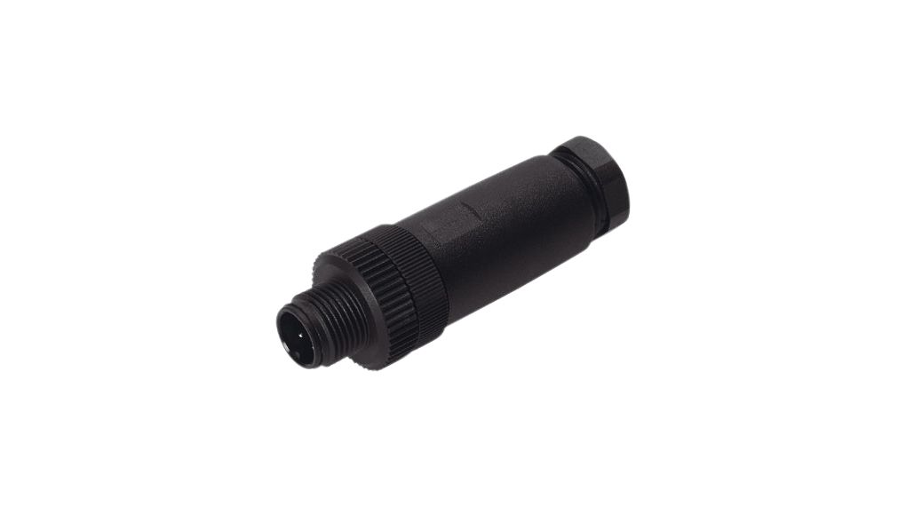 Rundsteckverbinder, M12, Stecker, Gerade, Pole - 4, Schraubklemme, Kabelhalterung