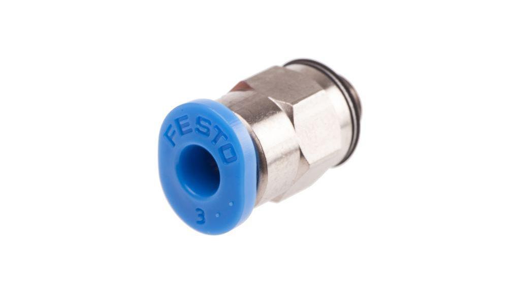 Festo QS Series Straight Threaded Adaptor, M5 Male to Push In 3 mm, Threaded-to-Tube Connection Style, 153302
